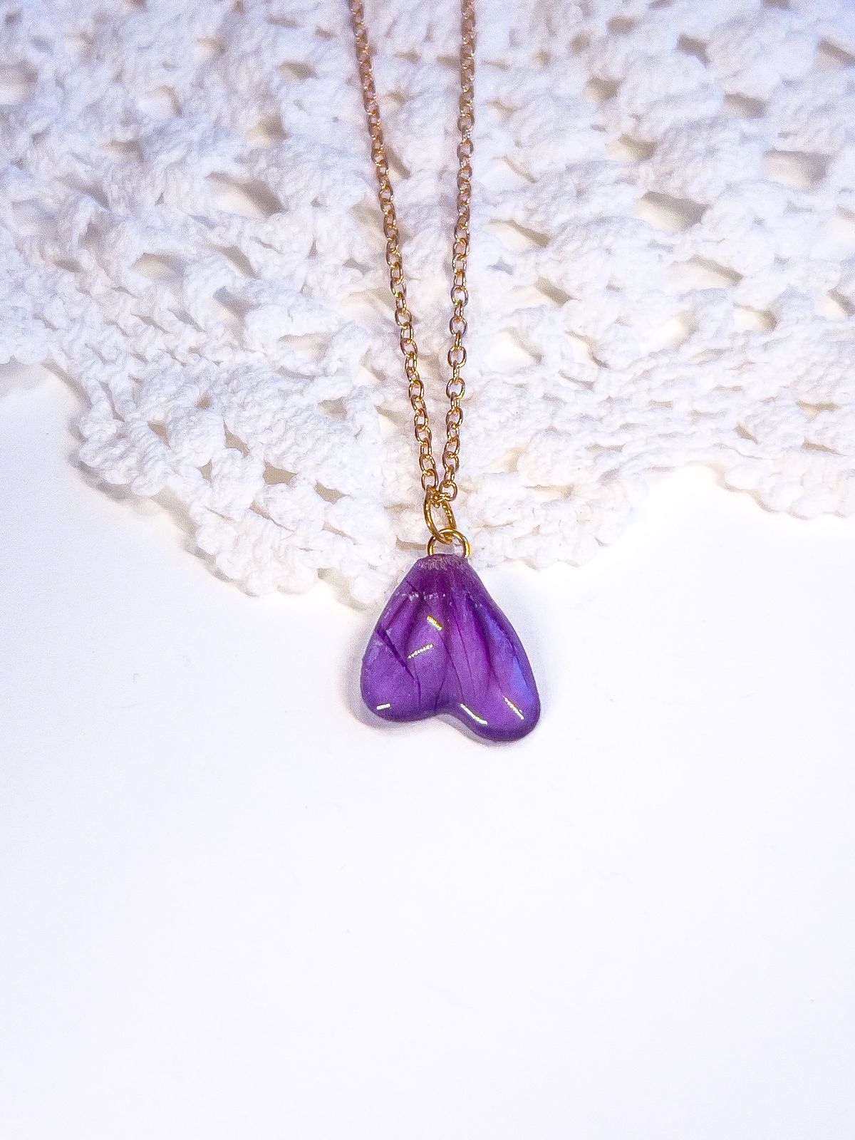 Purple Cloud Mallow Petal Necklace