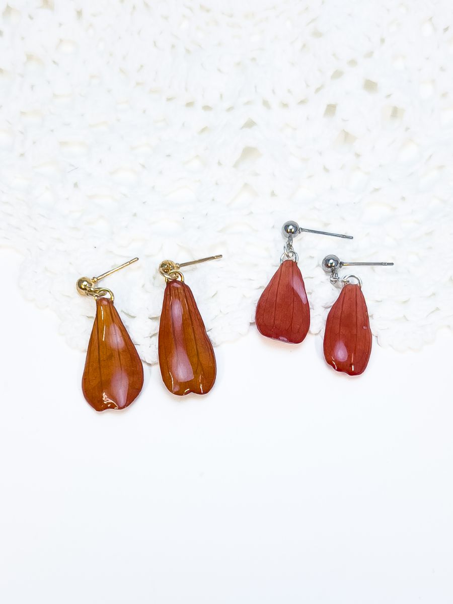 Orange Zinnia Petal Dangles