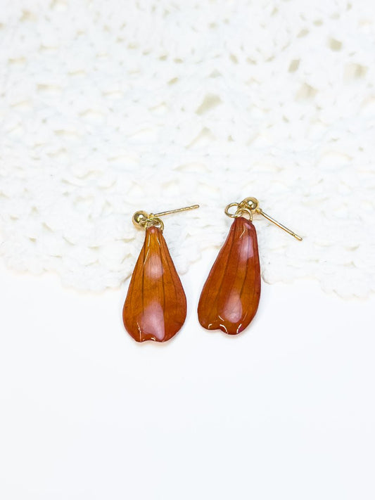 Orange Zinnia Petal Dangles