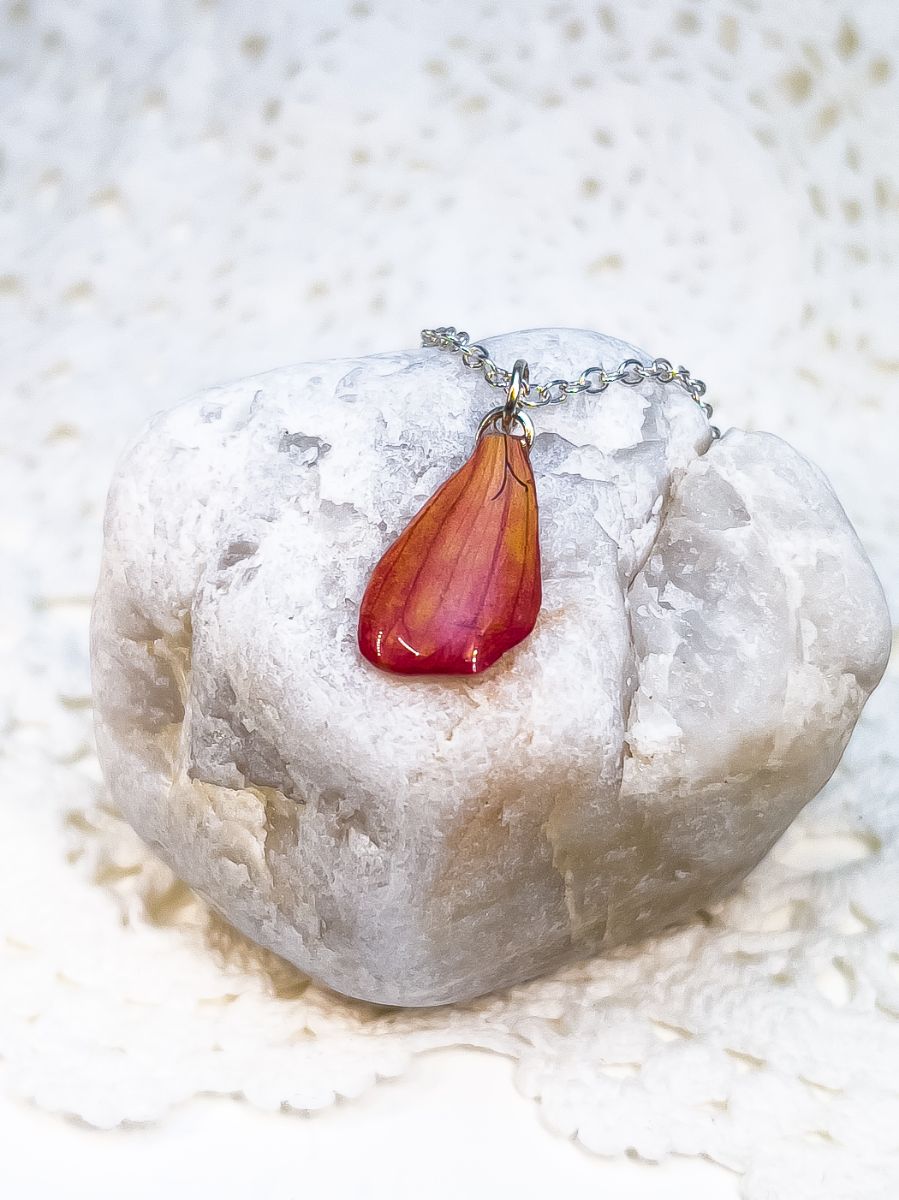 Orange Zinnia Petal Necklace