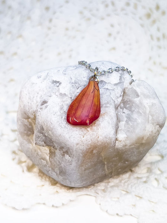 Orange Zinnia Petal Necklace