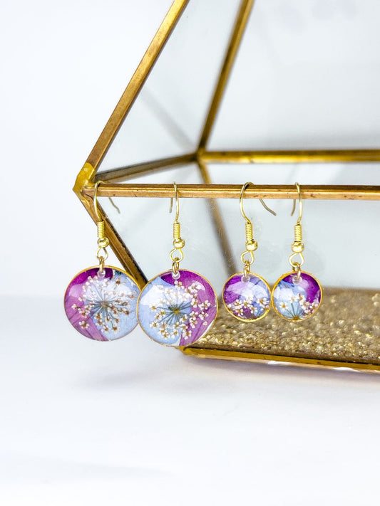 Mixed Petal Blue & Purple Dangle Earrings