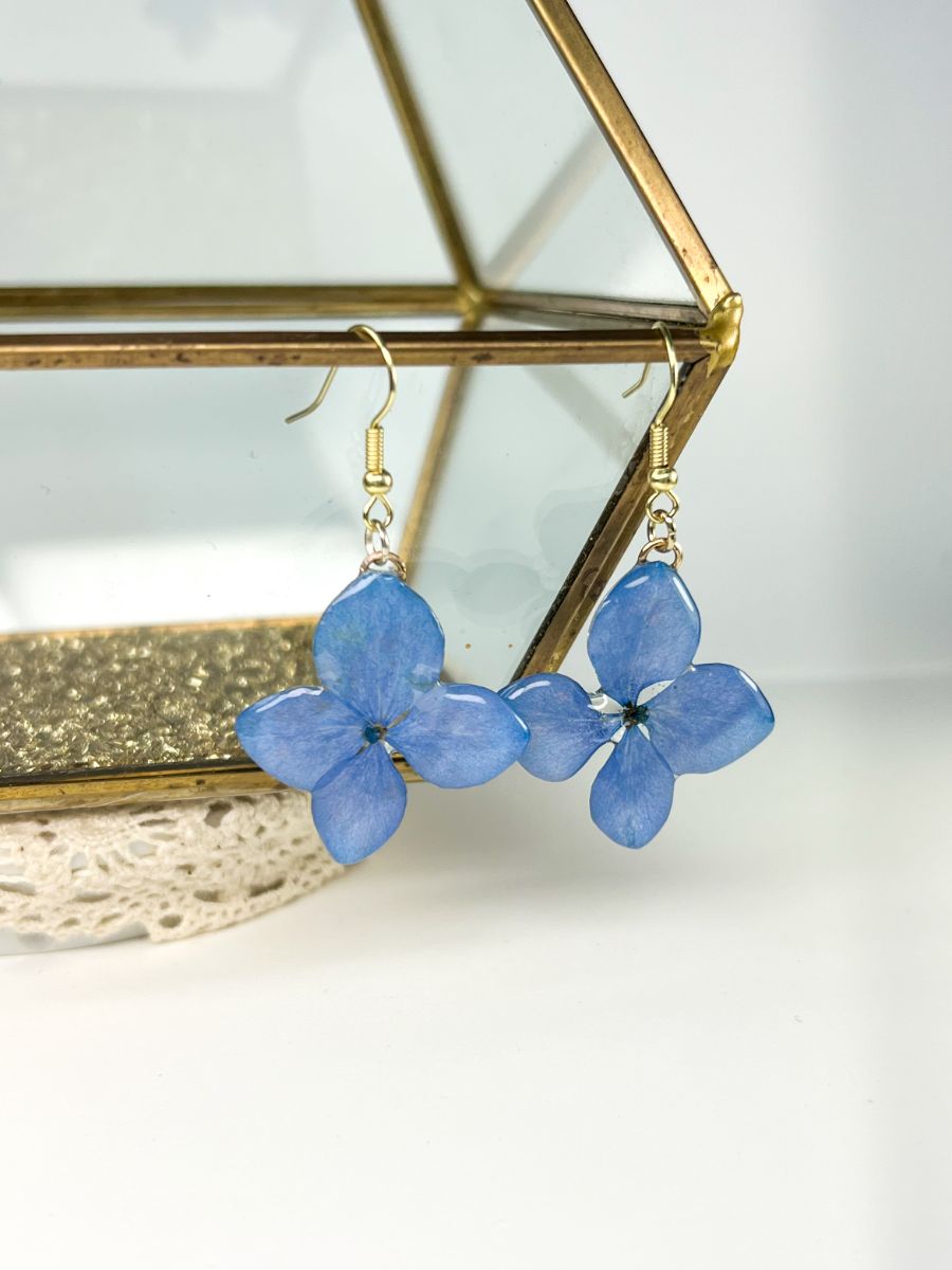 Blue Hydrangea 3D Dangle Earrings