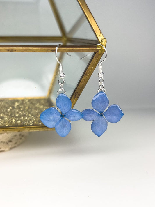Blue Hydrangea 3D Dangle Earrings