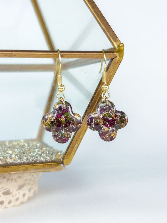 Crushed Poinsettia Christmas Dangles