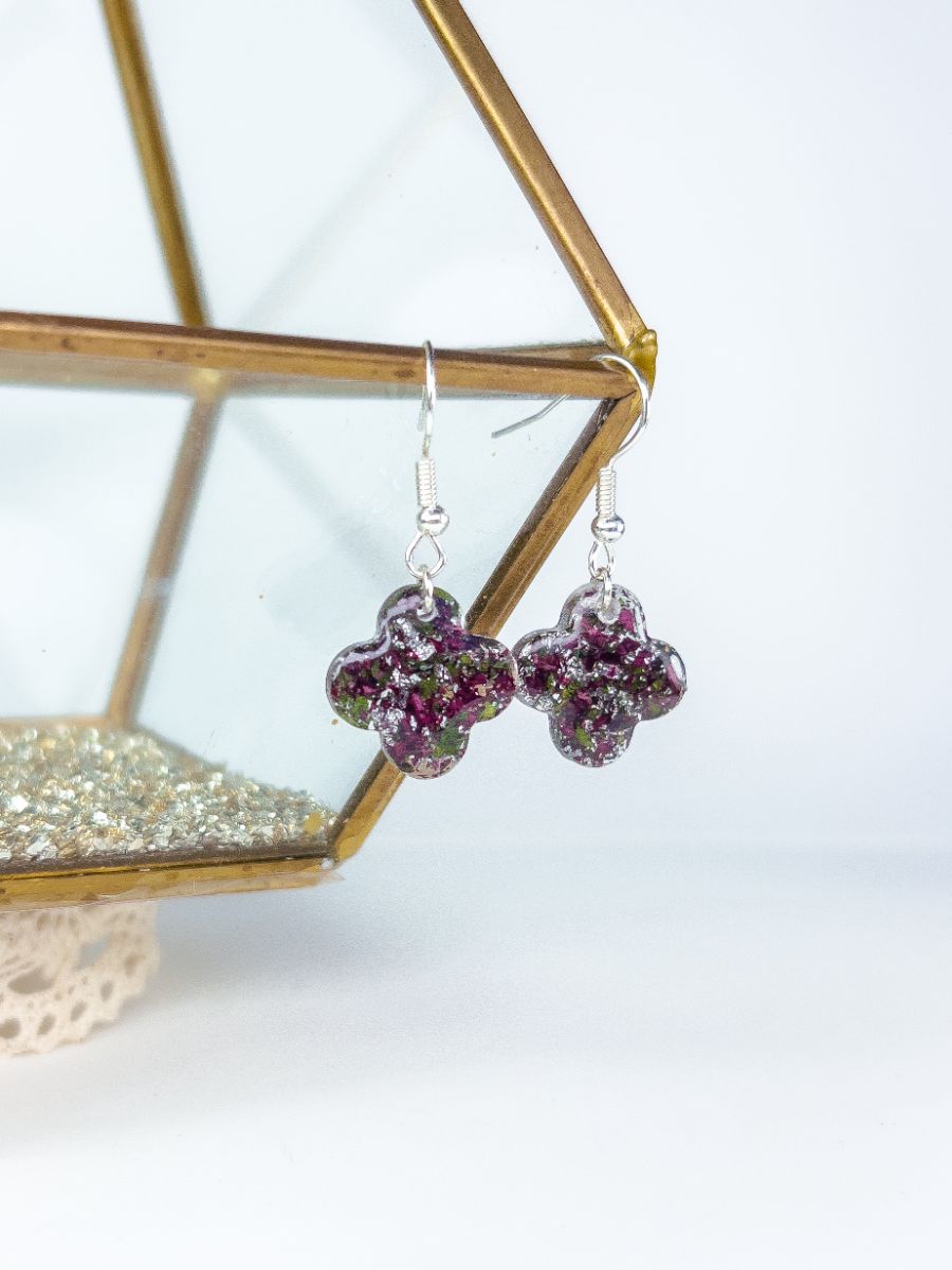 Crushed Poinsettia Christmas Dangles