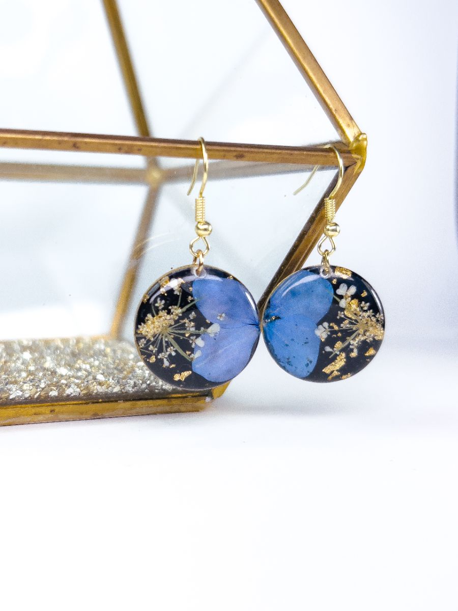 Hydrangea & Queen Anne's Lace Dangle Earrings