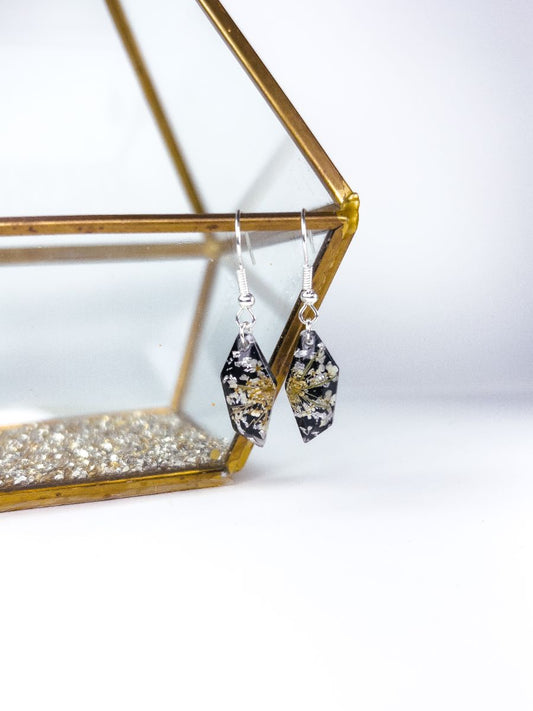 Queen Anne's Lace Black Geometric Earrings