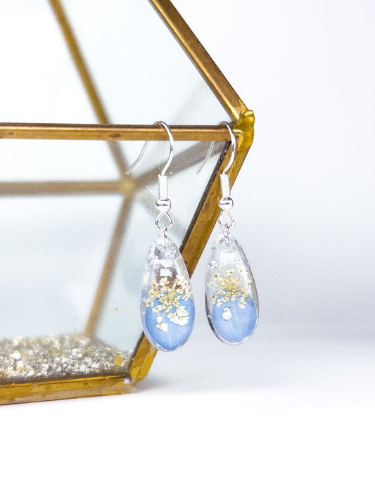 Hydrangea & Queen Anne's Lace Teardrop Earrings