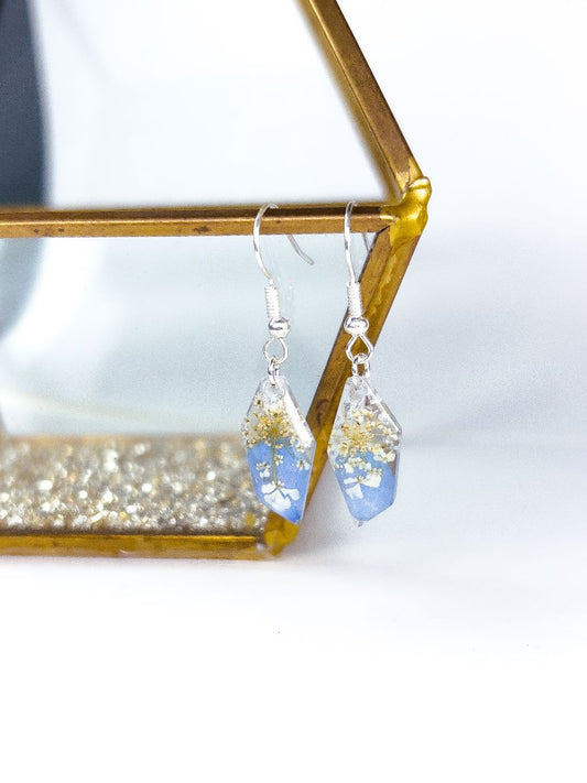 Hydrangea & Queen Anne's Lace Geometric Earrings