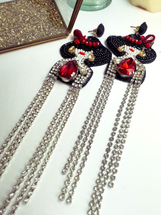 Hand-Beaded Fancy Lady Dangle Earrings