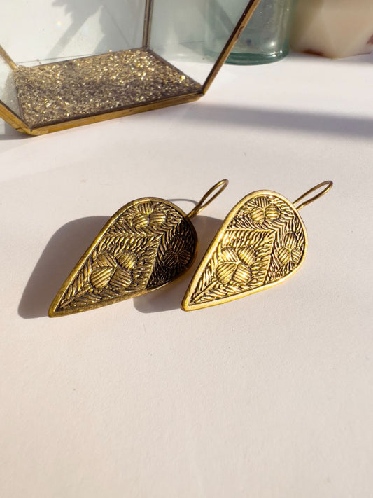 Gold & Black Metal Drop Earrings