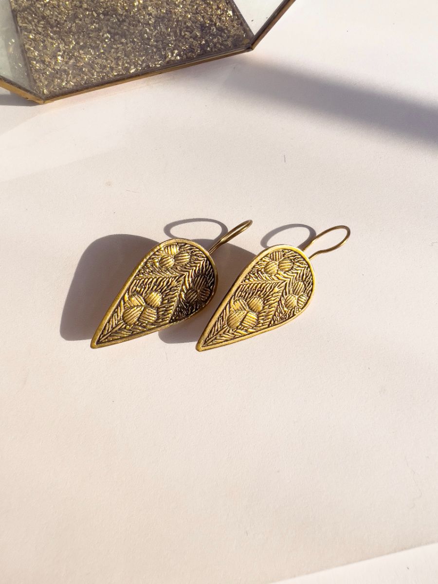 Gold & Black Metal Drop Earrings