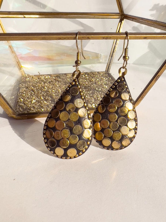 Gold Mosaic Dangle Earrings
