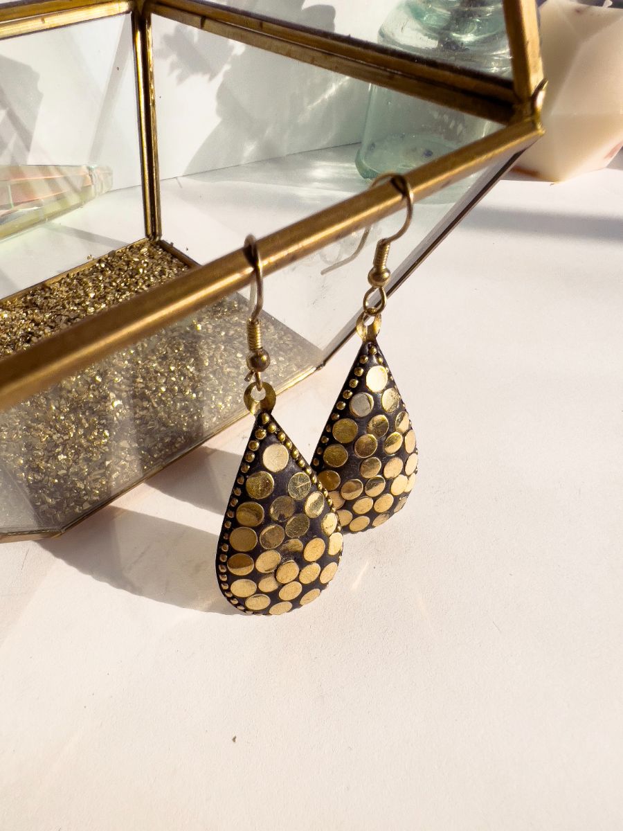 Gold Mosaic Dangle Earrings