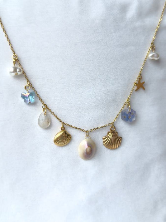 Beachy Charm Necklace in Blue