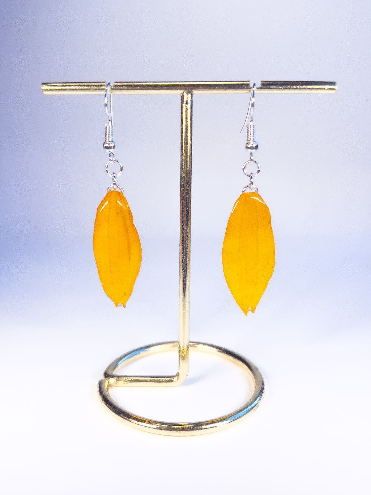 Real Rudbeckia petals, pressed and made into flower jewellery.