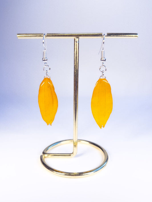 Real Rudbeckia petals, pressed and made into flower jewellery.