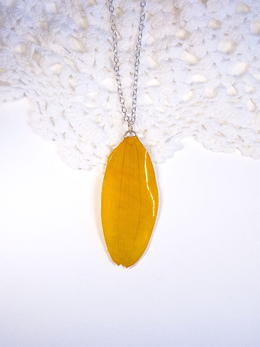 Handpicked rudbeckia petal necklace.