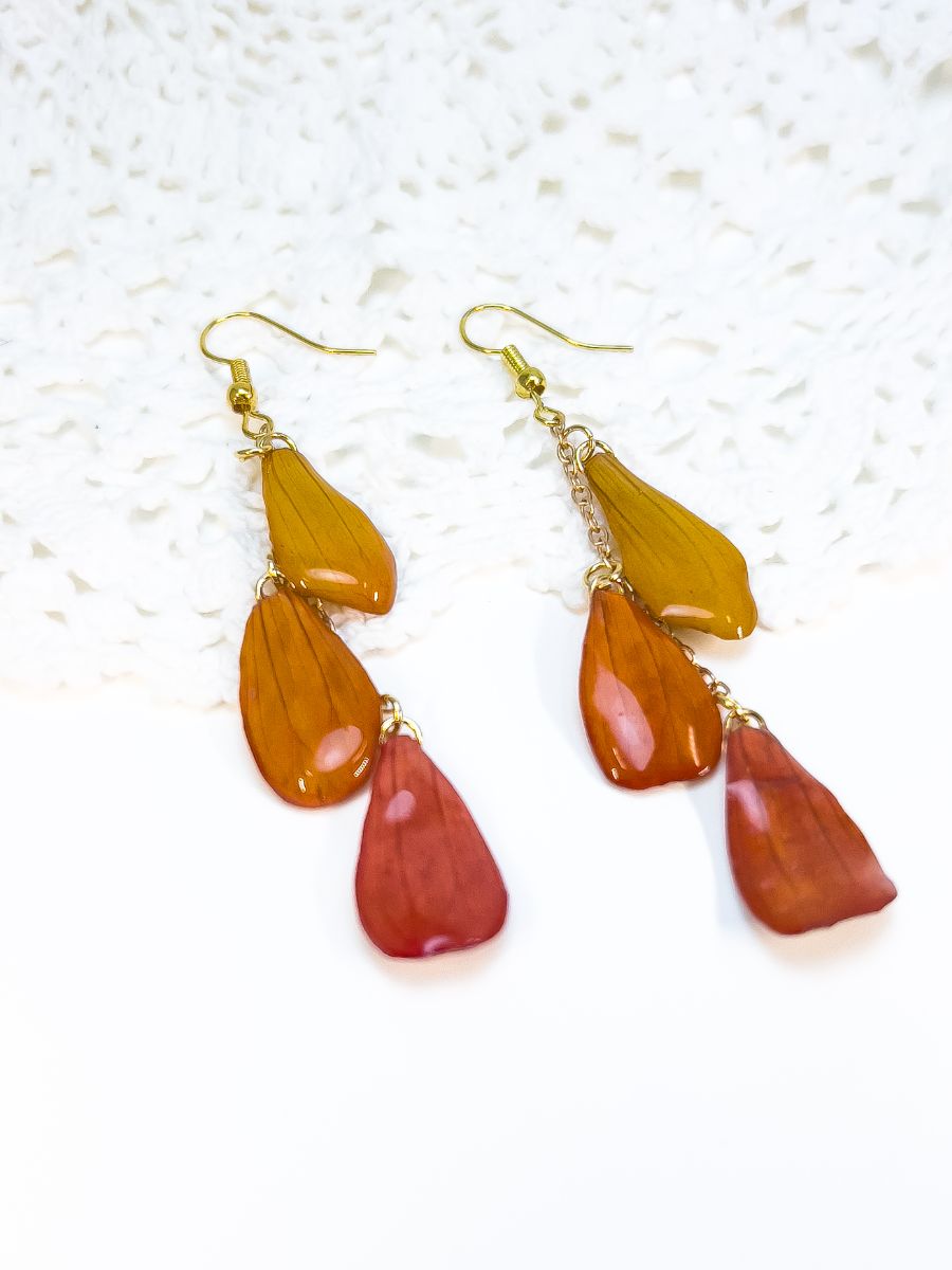 Real Nova Scotia Zinnia Petal Dangle Earrings.