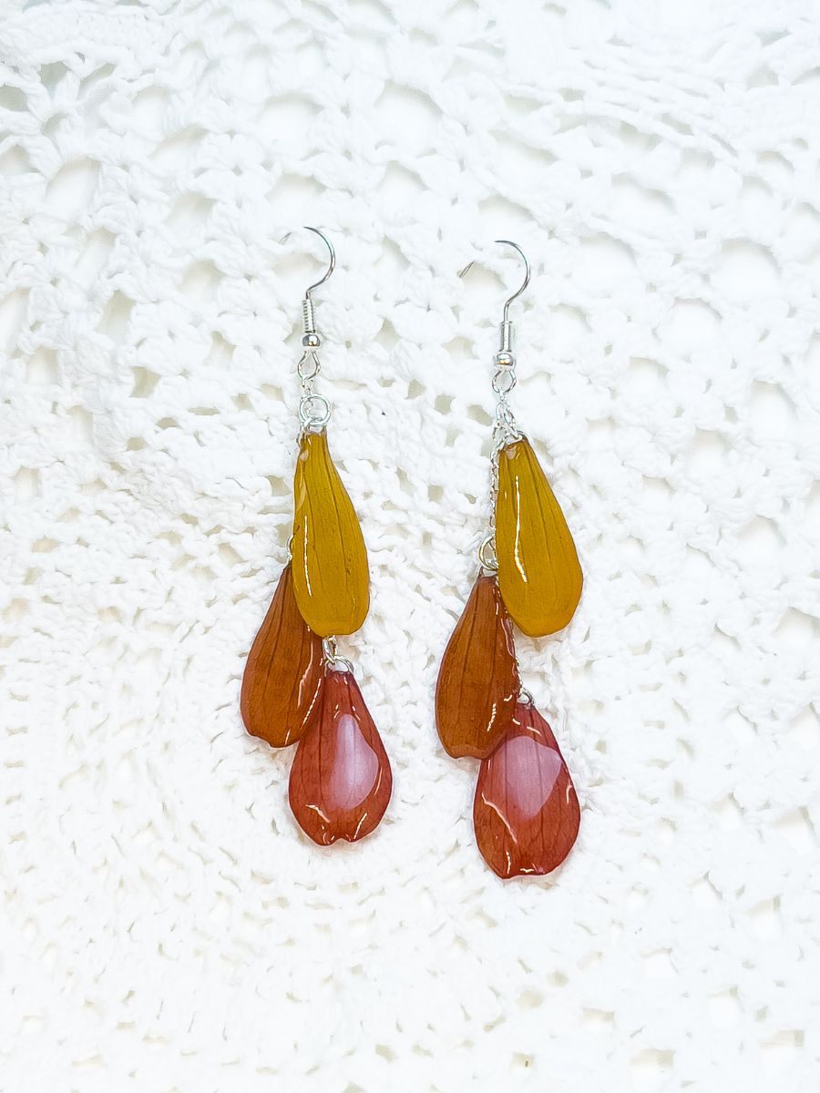 Real Zinnia Petal Earrings.