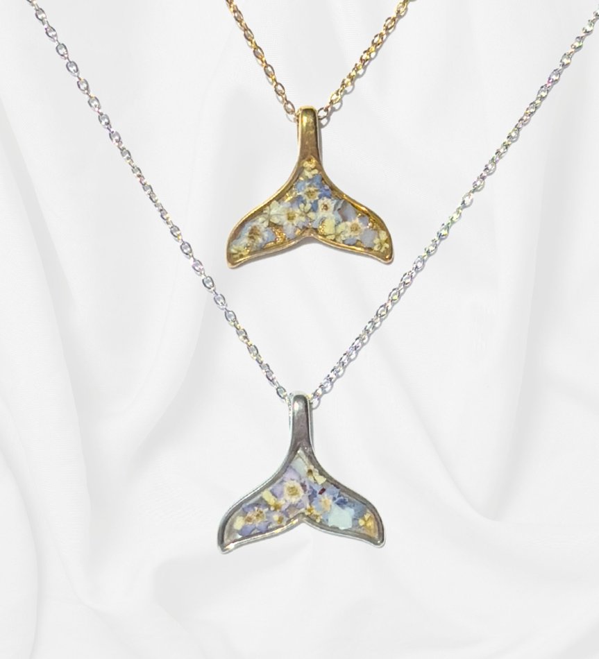 Forget-Me-Not Whale Tail Necklace