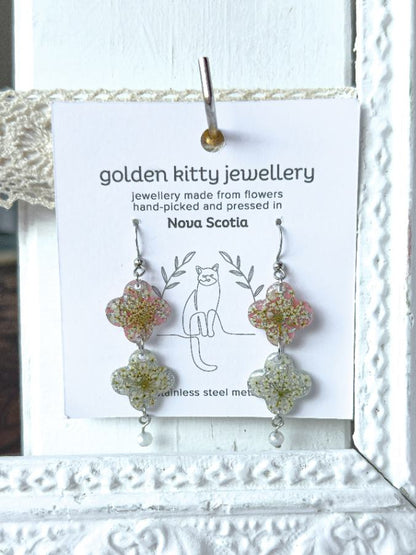 Queen Anne's Lace Clover Dangle Earrings