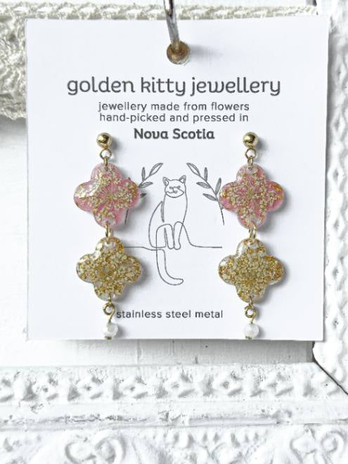 Queen Anne's Lace Clover Dangle Earrings