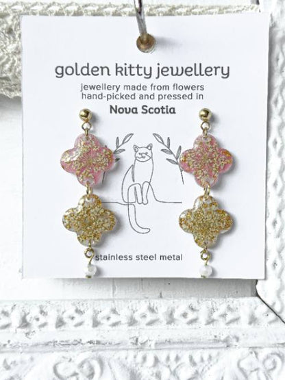 Queen Anne's Lace Clover Dangle Earrings