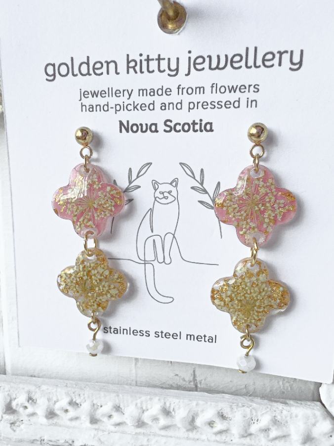 Queen Anne's Lace Clover Dangle Earrings