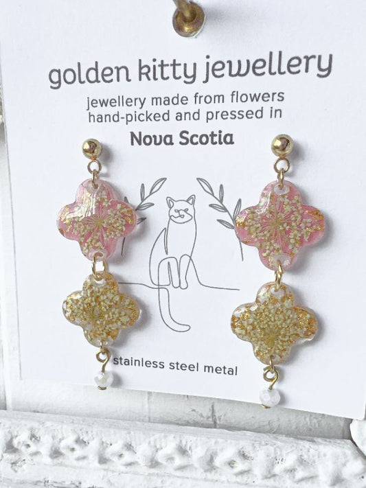 Queen Anne's Lace Clover Dangle Earrings