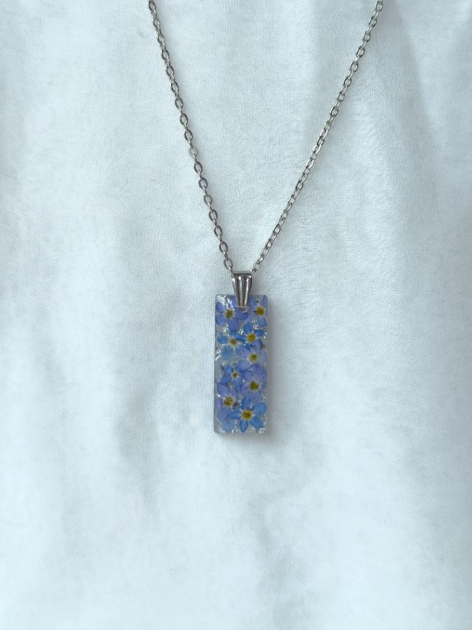 Forget-Me-Not Rectangle Necklace