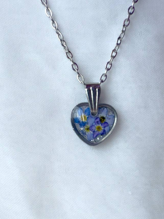 Forget-Me-Not Heart Necklace
