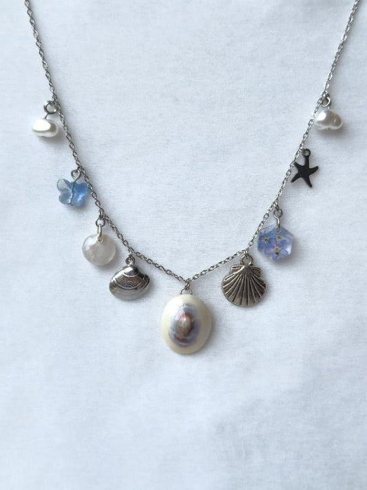 Beachy Charm Necklace in Blue