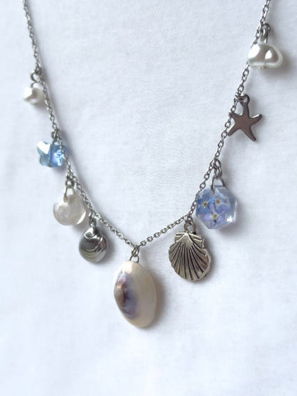 Beachy Charm Necklace in Blue