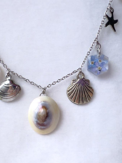 Beachy Charm Necklace in Blue