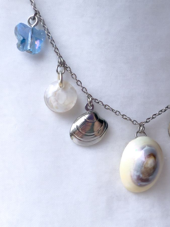 Beachy Charm Necklace in Blue