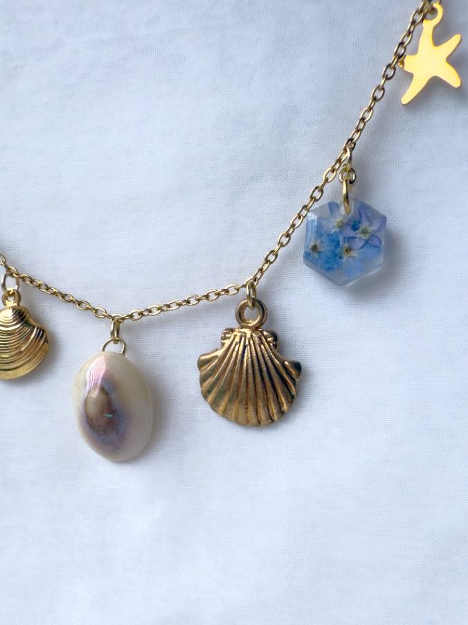Beachy Charm Necklace in Blue