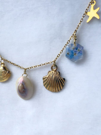 Beachy Charm Necklace in Blue