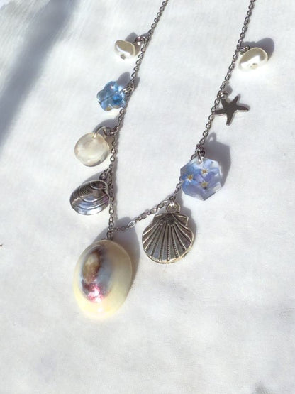 Beachy Charm Necklace in Blue