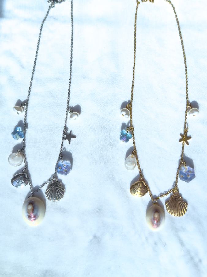 Beachy Charm Necklace in Blue