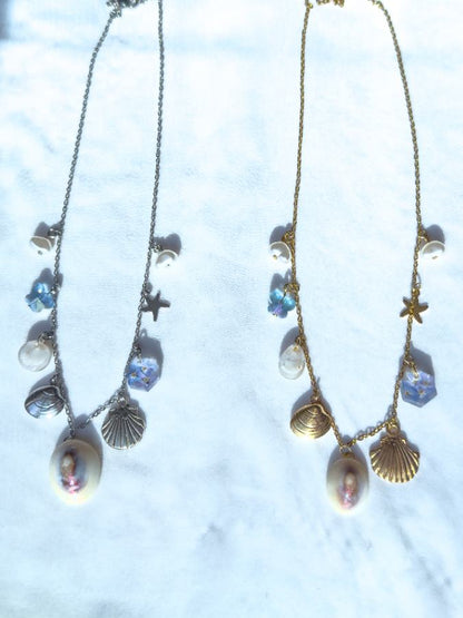 Beachy Charm Necklace in Blue
