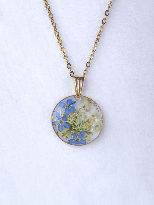 Queen Anne's Lace & Forget-Me-Not Necklace