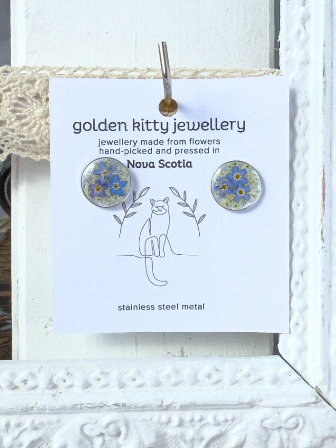 Queen Anne's Lace & Forget-Me-Not Studs