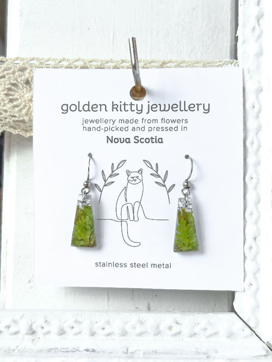 Pressed Fern Rectangle Earrings