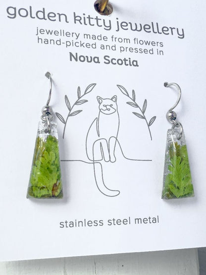 Pressed Fern Rectangle Earrings
