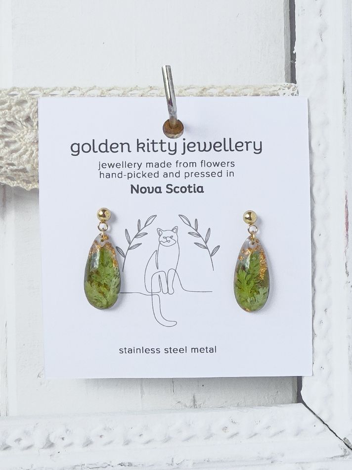Pressed Fern Teardrop Earrings
