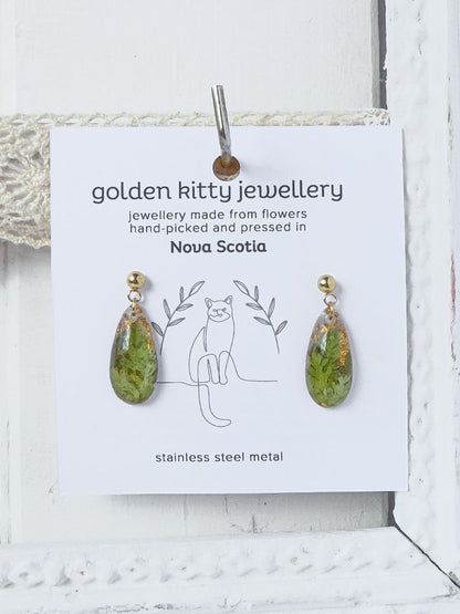 Pressed Fern Teardrop Earrings
