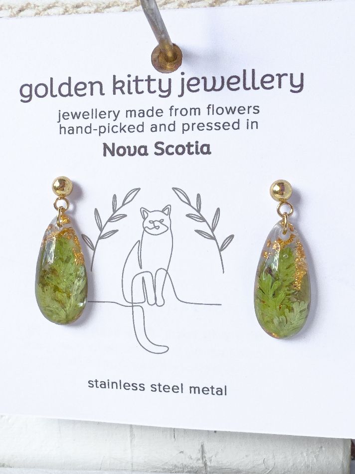 Pressed Fern Teardrop Earrings