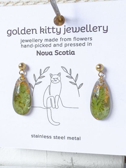 Pressed Fern Teardrop Earrings